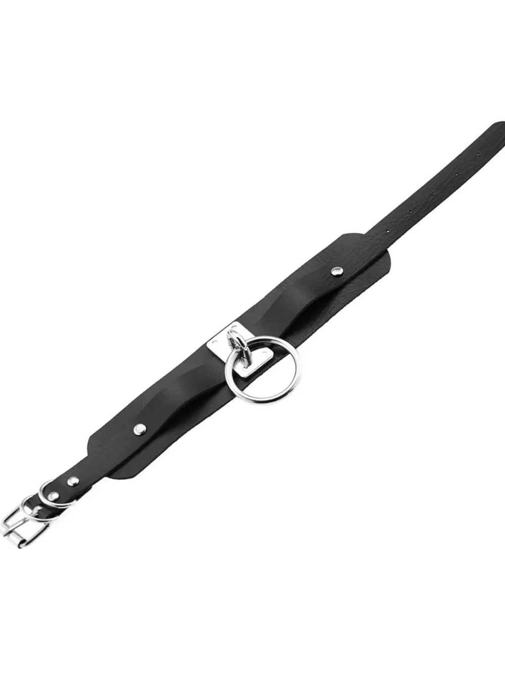 Black Faux Leather O-Ring Choker Necklace